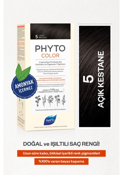 Phytocolor 5 Açık Kestane Amonyaksız Kalıcı Bitkisel Saç Boyası