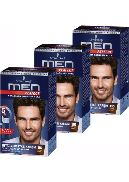 Schwarzkopf Men Perfect 80 Siyah Kahve 3 Li