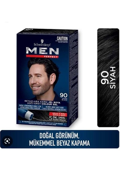 Men Perfect 90 Siyah Saç Boyası 6 Adet (Yeni Ambalaj)