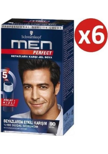 Men Perfect 90 Siyah Saç Boyası 6 Adet (Yeni Ambalaj)