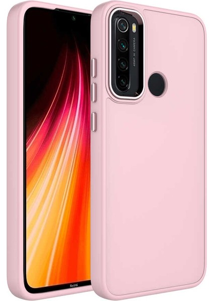 - Xiaomi Redmi Note 8 - Kılıf Metal Çerçeve ve Buton Tasarımlı Silikon Luna Kapak - Pembe