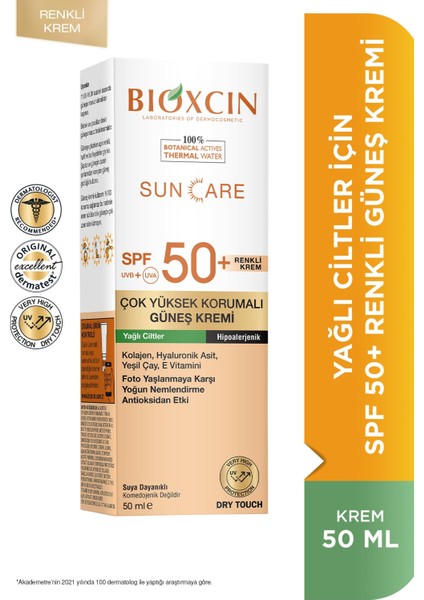 Sun Care Çok Yüksek Korumalı Yağlı Ciltler Için Renkli Güneş Kremi Tinted Spf 50+ 50 ml