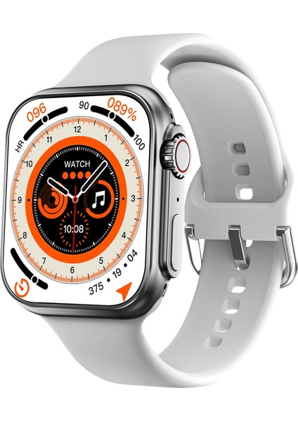 Gs8 Watch 8 Ultra Akıllı Saat Beyaz Watch + Beyaz Pro4 Benzeri Bluetooth Kulaklık Hediye