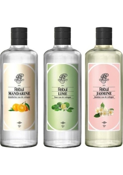 Kolonya 3'lü Set Lime-Jasmine-Mandarine 270 ml Rebul Set 3 Lü