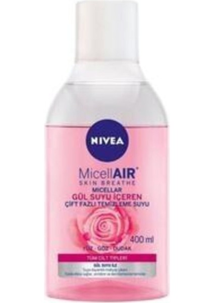 Aqua Rose Micellar Gül Suyu Içeren Çift Fazlı Makyaj Temizleme SUYU,400ML, Tüm Ciltler Için