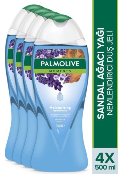 Moments Sandal Ağacı ve Lavanta Yağları ile Nemlendirici Banyo ve Duş Jeli 500 ml X4 Adet