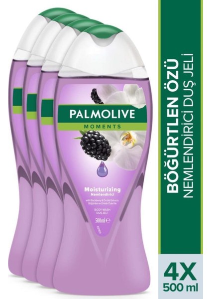 Moments Böğürtlen ve Orkide Özleri ile Nemlendirici Banyo ve Duş Jeli 500 ml x 4 Adet