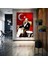 Mustafa Kemal Atatürk Oturmuş Kahve Içerken Türk Bayrağı Kanvas Tablo 1