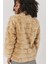 8414152 Kürk Enine Çizgi Desenli Önü Fermuarlı Kaban Camel 4