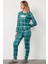 Ekose Desen Termal Pijama Takım - Yeşil 3
