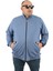 Büyük Beden Basic Mevsimlik Fermuarlı Sweatshirt 22750 Mavı 1