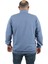 Büyük Beden Basic Mevsimlik Fermuarlı Sweatshirt 22750 Mavı 3