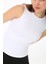 Kadın Sıfır Kol Fitilli T-Shirt Bluz Body Atlet Beyaz 2