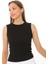 Kadın Sıfır Kol Fitilli T-Shirt Bluz Body Atlet Siyah 2