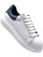 Hakiki Deri Erkek Sneaker Ayakkabı Beyaz Mavi 9838 2