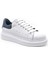 Hakiki Deri Erkek Sneaker Ayakkabı Beyaz Mavi 9838 3