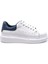 Hakiki Deri Erkek Sneaker Ayakkabı Beyaz Mavi 9838 4