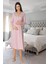 Effort Kadın Pembe Uzun Kollu Pijama Takımı Gecelik Sabahlık Lohusa Hamile 4'lü Set 8096 3