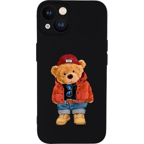 HappyCase Iphone 13 Uyumlu Teddy Bear Desenli Silikonlu Kılıf