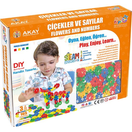 Rakamlar ve Çiçekler Yapı Blokları Karton Kutulu