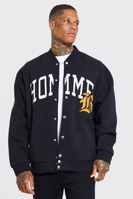 NewLaker Unisex Oversize Black Homme Bomber Kolej Ceket görsel 2