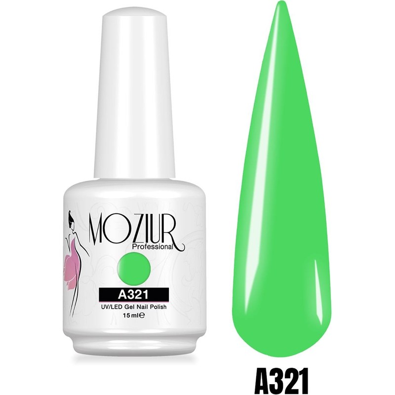 Moziur UV LED Kalıcı Oje A321 Canlı Yeşil Renk 15 ml Uzun Süreli Parlaklık