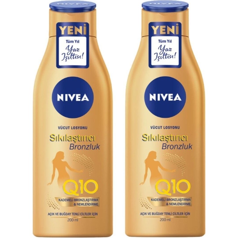 Nivea Q10 Sıkılaştırıcı Vücut Losyonu 200 ml x 2 Bronzluk Etkisiyle Cilt İçin Unisex