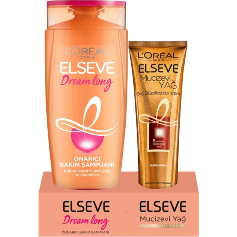 Elseve Dream Long Onarıcı Bakım Şampuan 375 Ml L'oréal Paris Mucizevi Yağ Saç Güzelleştirici Krem 1