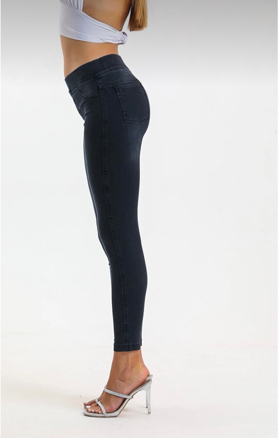 Moda Mark Real Kadın Kot Tayt Pantolon Beli Lastikli / Toparlayıcı /yüksek Bel /büyük-Küçük-Beden Konfor Kesim görsel 2