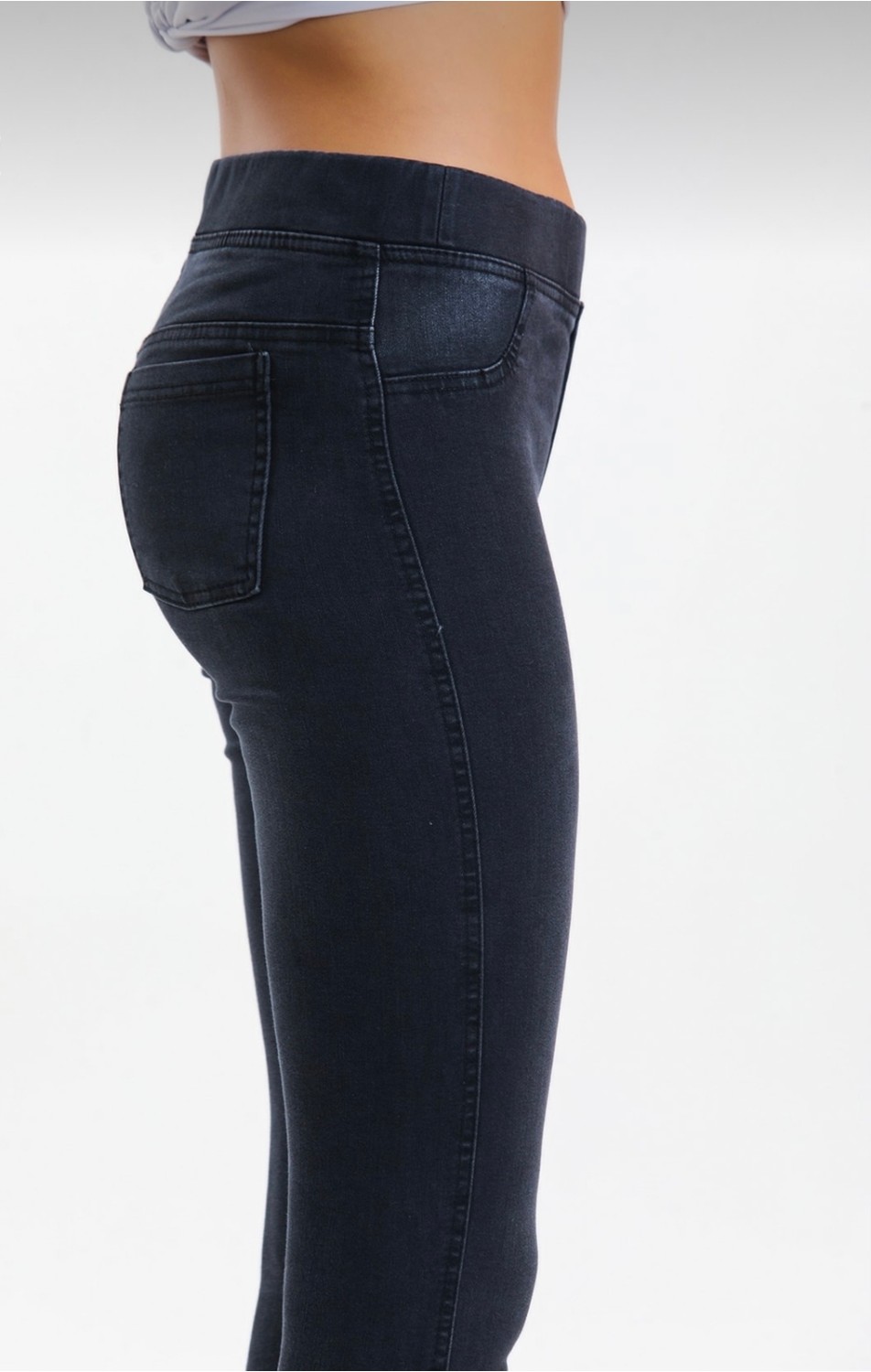 Moda Mark Real Kadın Kot Tayt Pantolon Beli Lastikli / Toparlayıcı /yüksek Bel /büyük-Küçük-Beden Konfor Kesim görsel 3