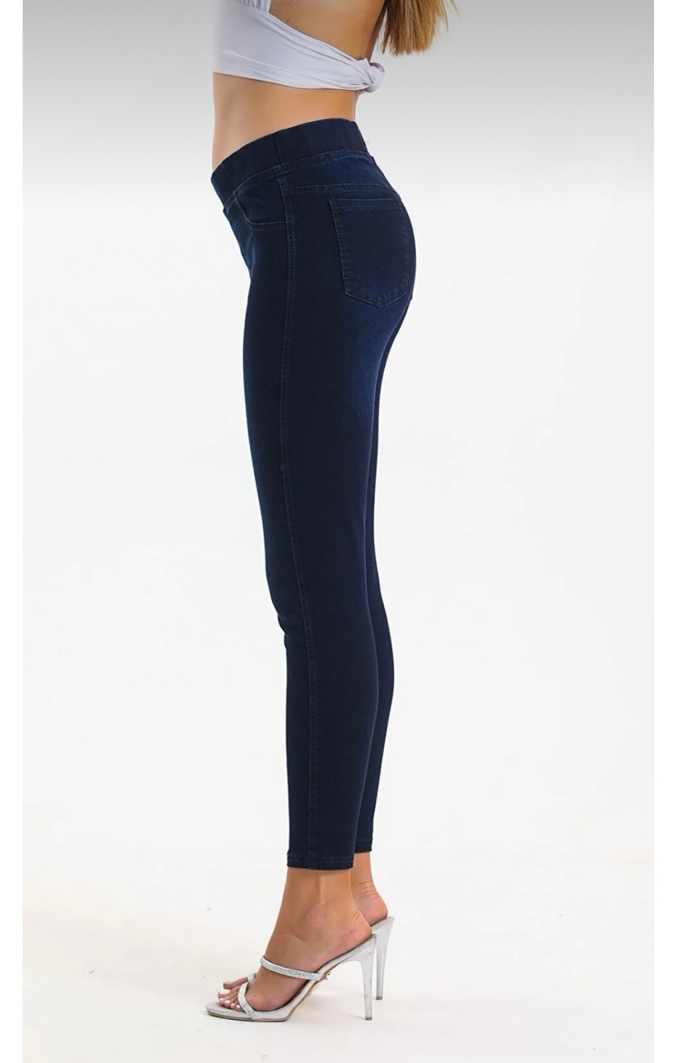 Moda Mark Real Kadın Kot Tayt Pantolon Beli Lastikli / Toparlayıcı /yüksek Bel /büyük-Küçük-Beden Konfor Kesim görsel 7
