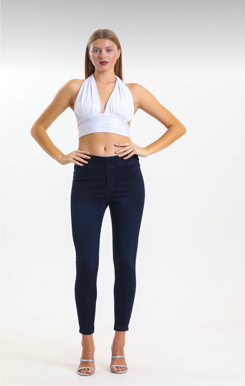 Moda Mark Real Kadın Kot Tayt Pantolon Beli Lastikli / Toparlayıcı /yüksek Bel /büyük-Küçük-Beden Konfor Kesim görsel 8