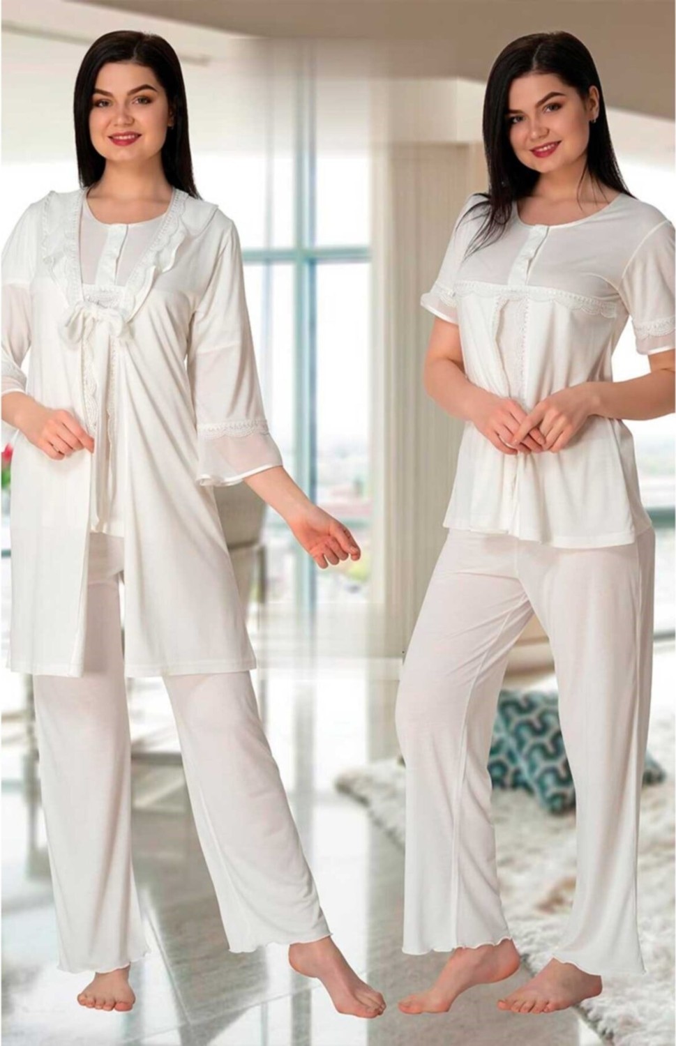Effort Puerpera Effortt Kadın Hamile Lohusa Pijama Takımı ve Sabahlık Set 4074 görsel 3