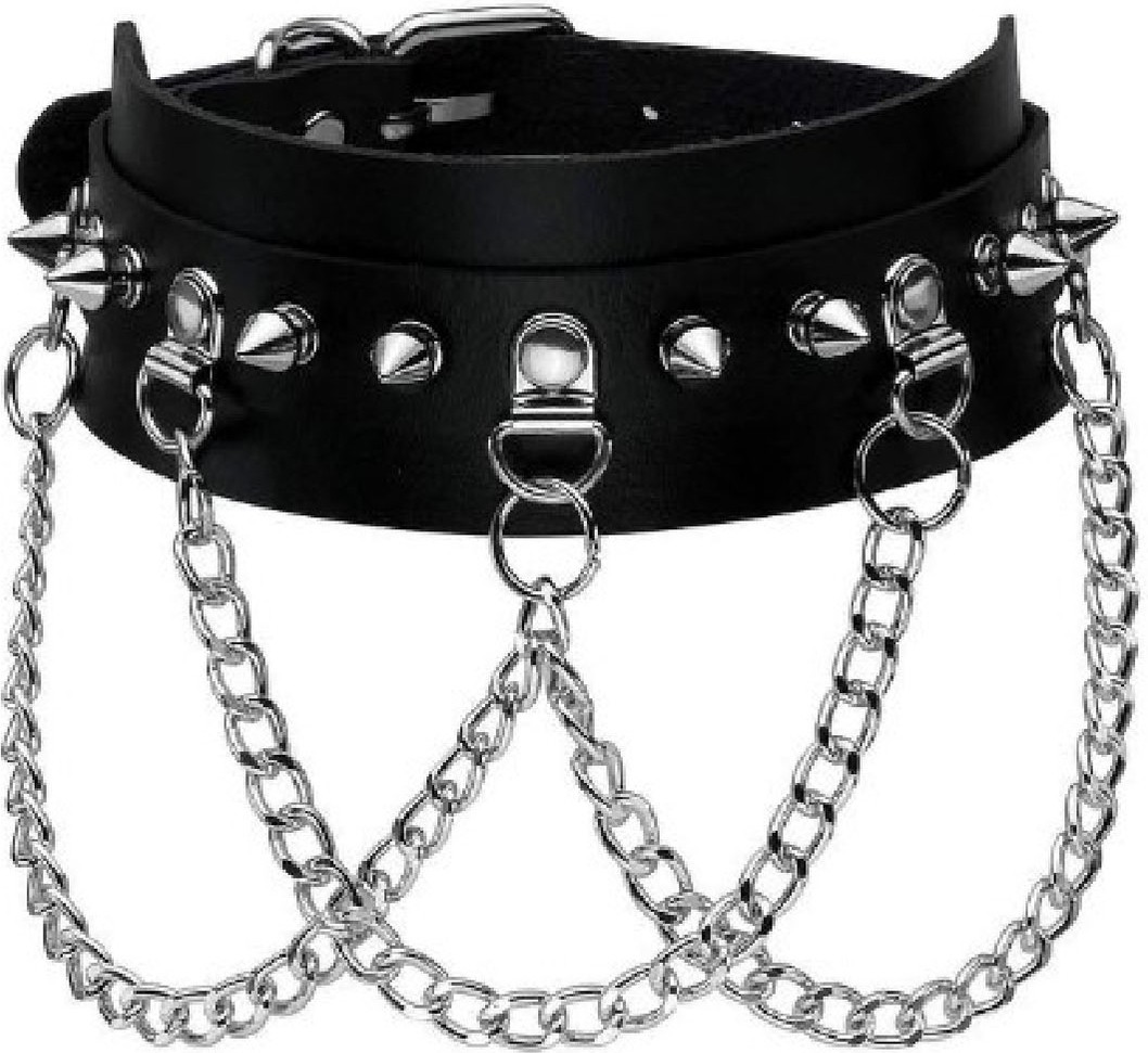 100100e Çivili Choker, Deri Çivili Tasma - APFT993