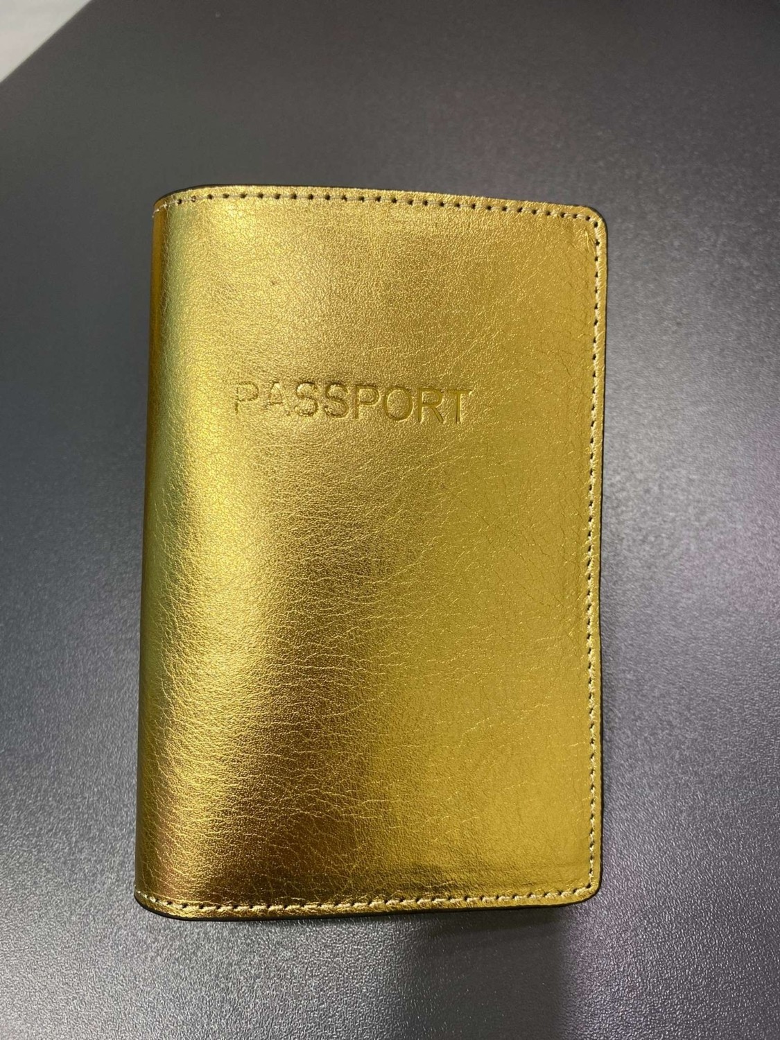 Seyahat Aksesuar Gold Deri Pasaport Kılıfı