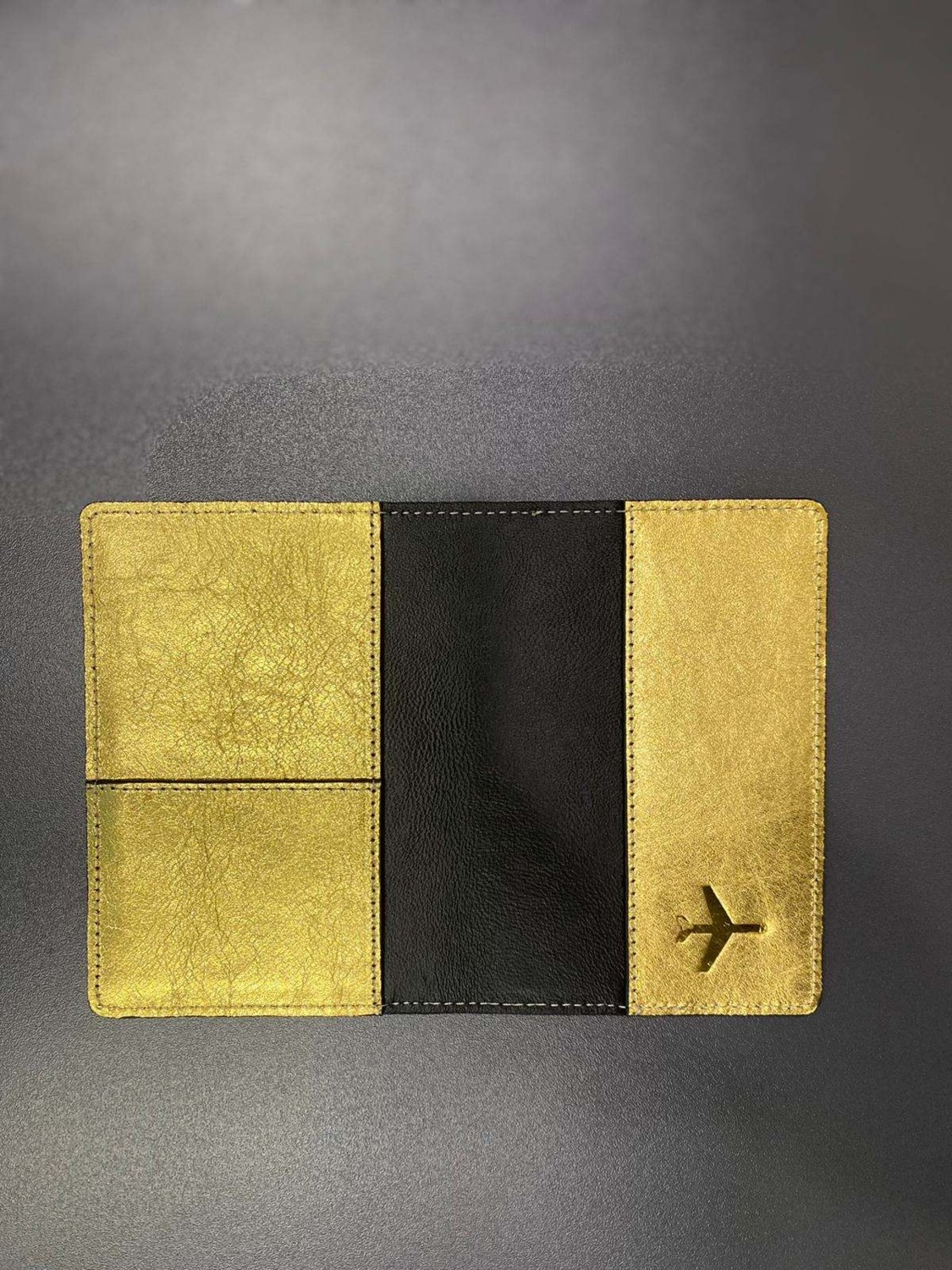 Seyahat Aksesuar Gold Deri Pasaport Kılıfı görsel 2