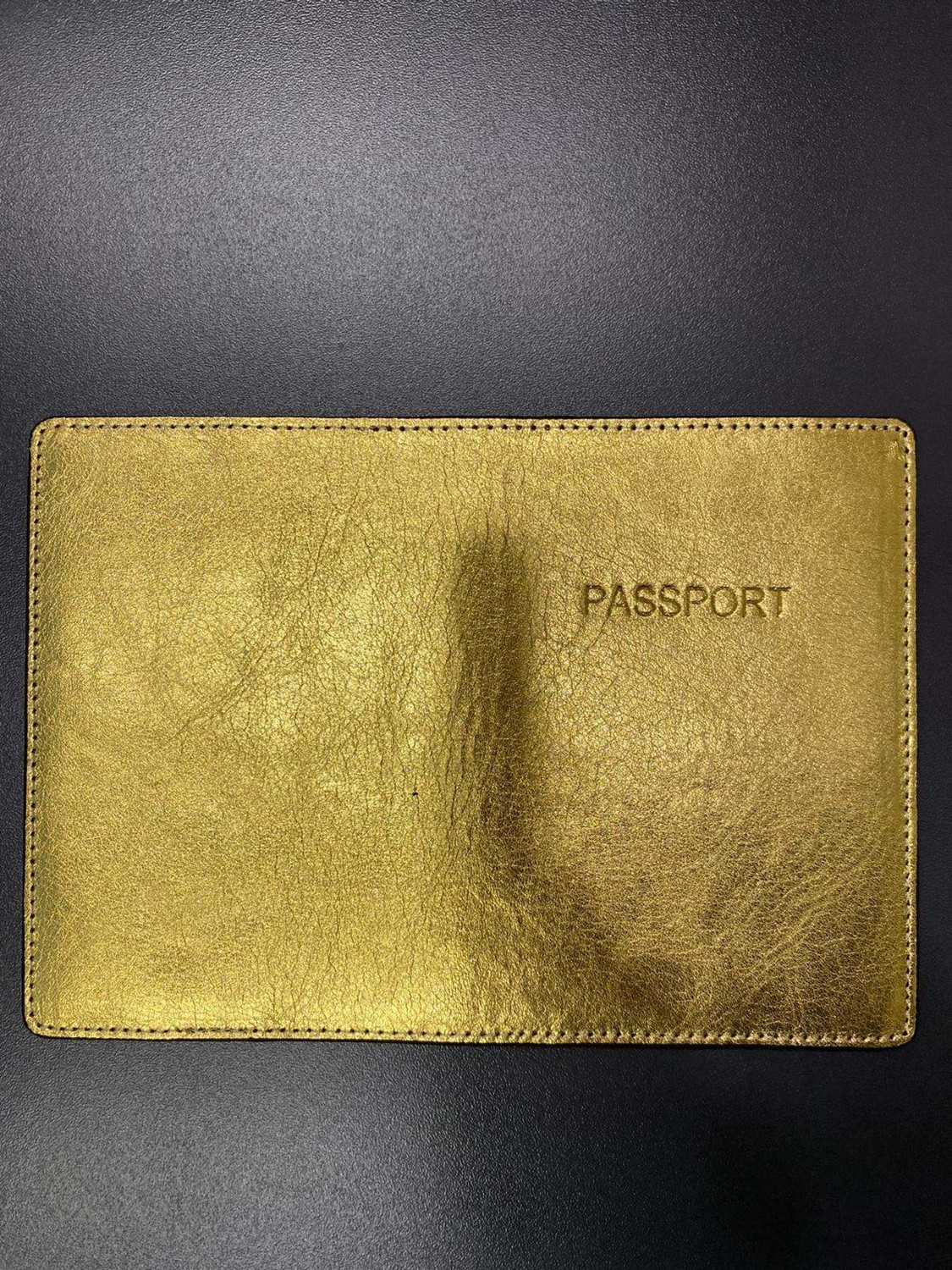 Seyahat Aksesuar Gold Deri Pasaport Kılıfı görsel 3