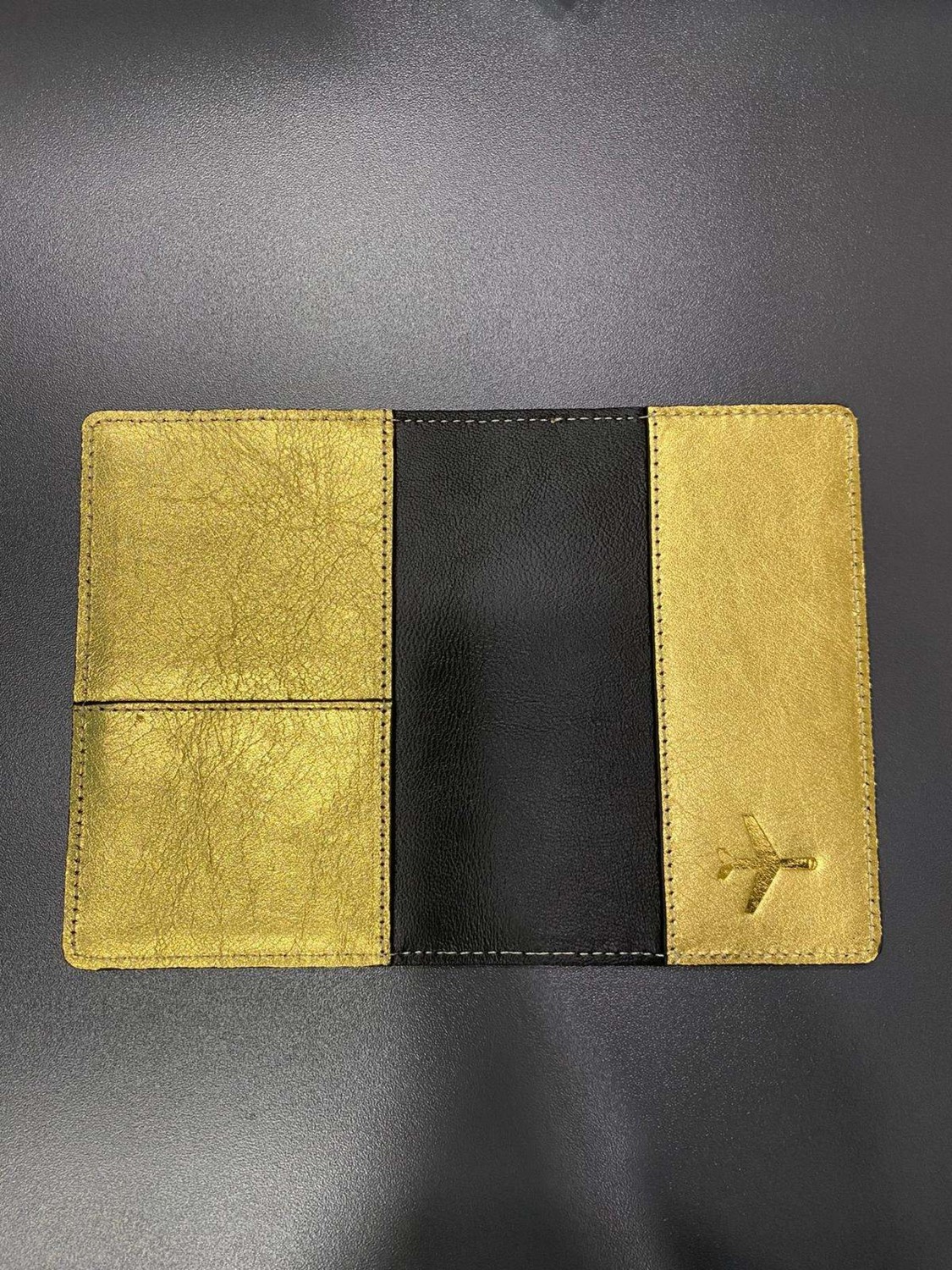 Seyahat Aksesuar Gold Deri Pasaport Kılıfı görsel 4