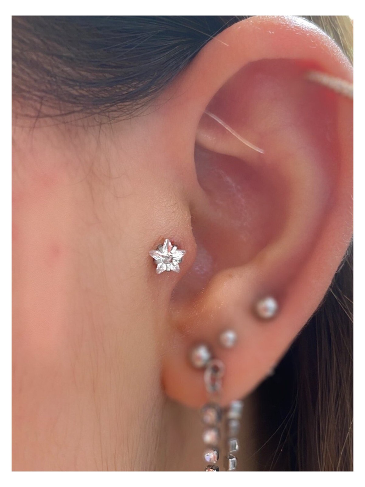 Ares Collection Cerrahi Çelik Tek Taş Yıldız Tragus Helix Lobe Conch Uyumlu Piercing - Görsel 4