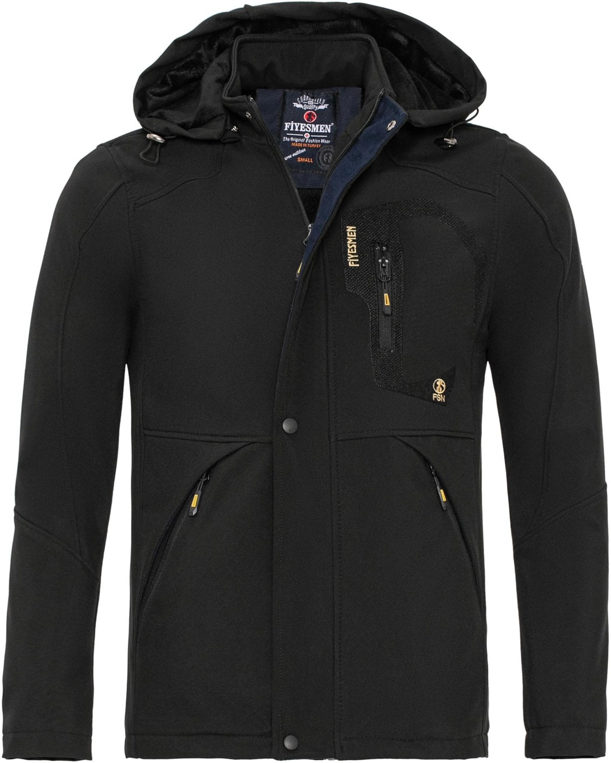Famoda Kürklü Su ve Rüzgar Geçirmez Siyah Softshell Kışlık Erkek Mont