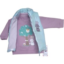 Bebedex's Kids Pamuk Sweatshirt&pantolon Şişme Yelekli 3 Lü Kız Bebek Takımı