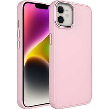 noktaks - Apple iPhone 12 - Kılıf Metal Çerçeve ve Buton Tasarımlı Silikon Luna Kapak - Pembe