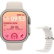 Pazariz Gs8 Watch 8 Ultra Akıllı Saat Beyaz Türkçe Watch 2.02 Inc Beyaz Slikon Kordon Hediye