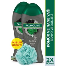 Palmolive Body & Mind Kömür ve Nane Yağı Banyo ve Duş Jeli 500 ml x 2 Adet + Duş Lifi Hediye