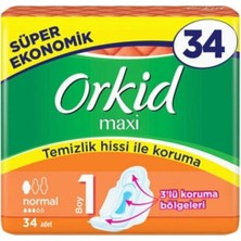 Orkid Maxi 34 Adet Normal Hijyenik Ped Sızıntı Önleyici Teknoloji ile Gün Boyu Konfor