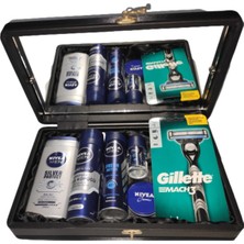 Nivea Damat Çeyiz Hediye Bohça Seti 7 Parça - Aynalı ve Deri Kutuda