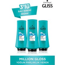 Gliss Million Gloss Yoğun Parlaklık Veren Saç Kremi 360 ml 3'lü
