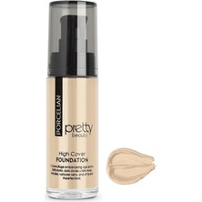 Pretty Beauty High Cover Yüksek Kapatıcı Etkili Porselen Fondöten No 1 104-1