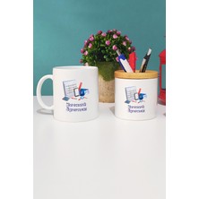 Hedizu Matematik Öğretmeni Öğretmenler Günü Hediyesi Kupa Bardak Beyaz ve Kalemlik