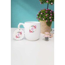 Hedizu Çiçekli O Harfli Oval Kupa Bardak Anahtarlık